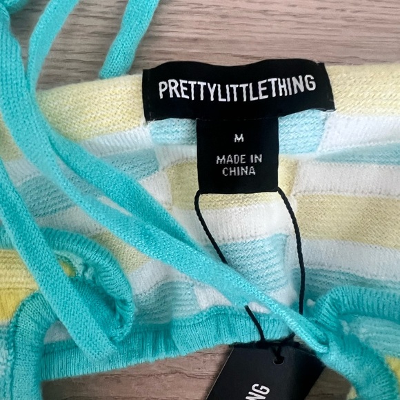 TURQUOISE CONTRAST TEXTURED KNIT CUT OUT HALTERNECK MAXI DRESS Size Medium - Picture 8 of 9